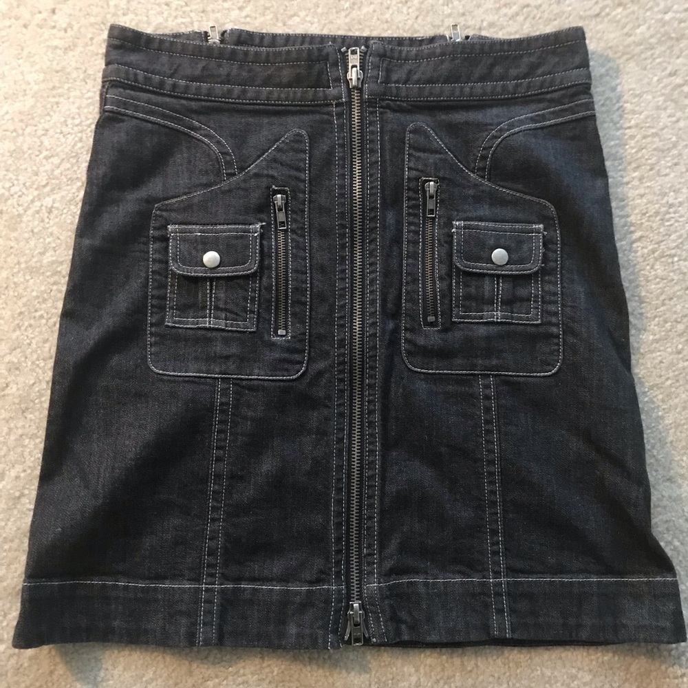 Marc Jacobs Black Denim Skirt Zipper Trim